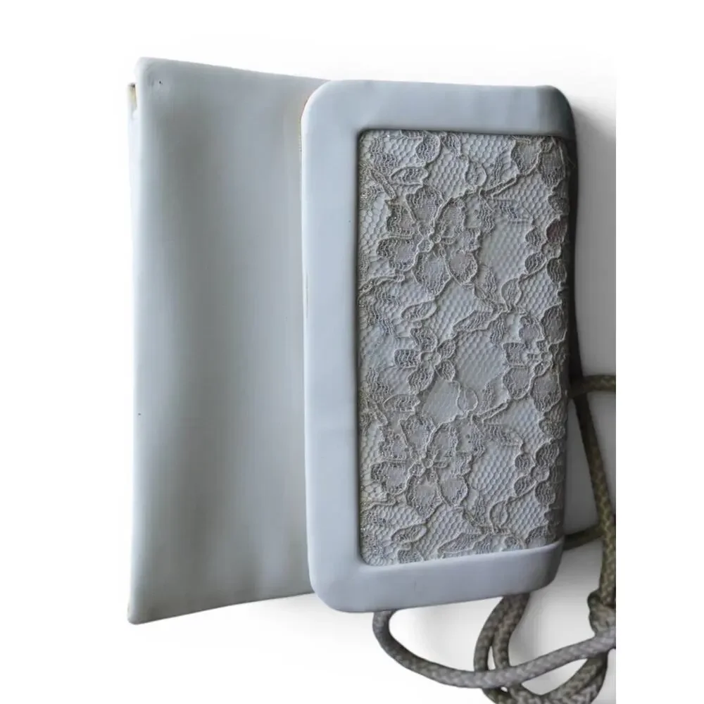 Girls White Vinyl Lace Mini Crossbody Bag Flower Girl